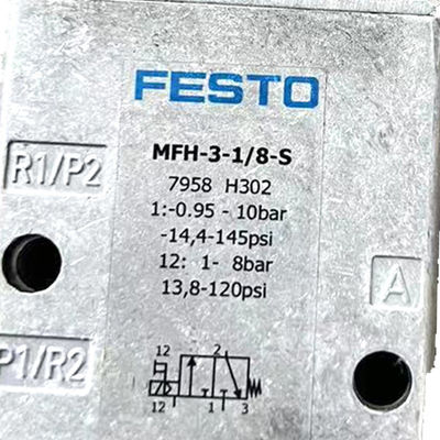 Orijinal Fabrika FESTO Solenoid Valf MFH-3-1/8S Serisi 0692 Ofset Baskı Makinesi için Alüminyum ve Bakır Açık Gri